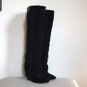 Isabel Marant black suède fringe boots